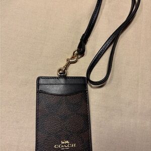 Coach Black and Brown Leather Lanyard- unused